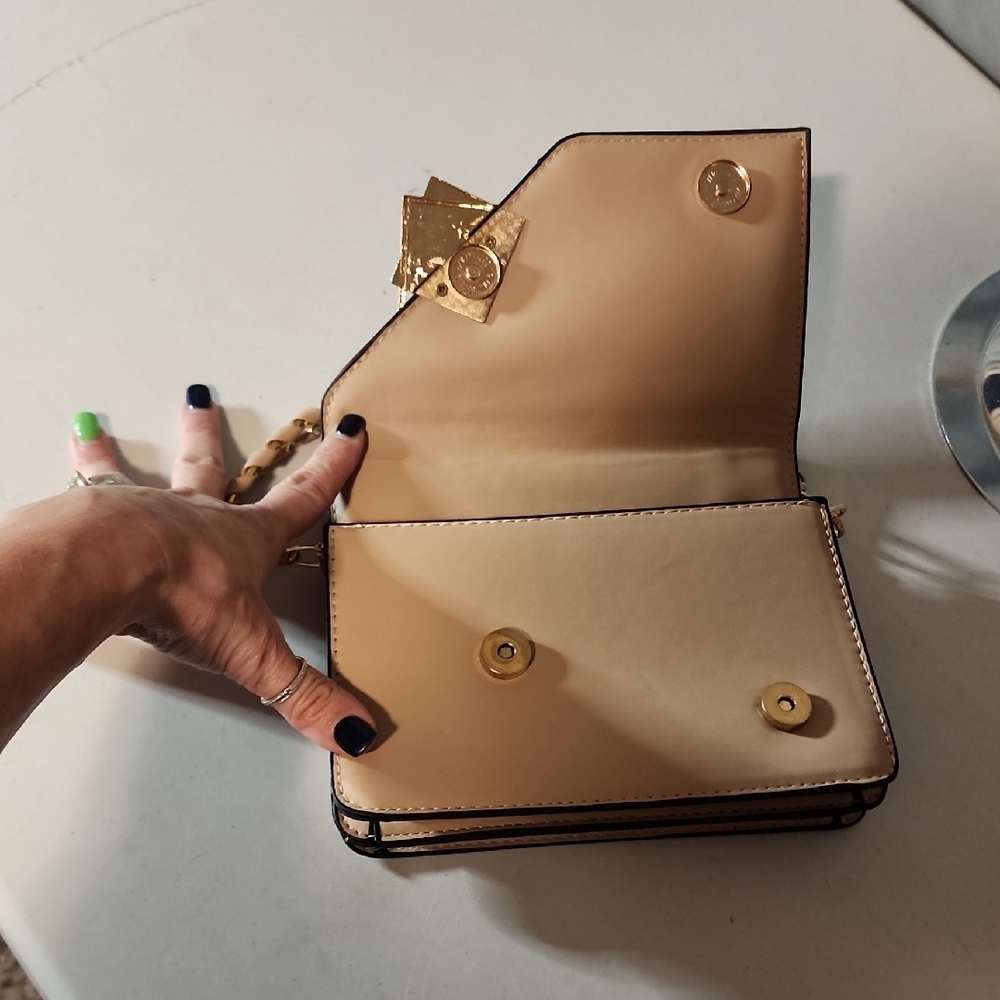 Chic Tan Clutch with Gold Chain - Picture 2 of 7
